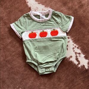 Green Baby Onesie with Pumpkin Design